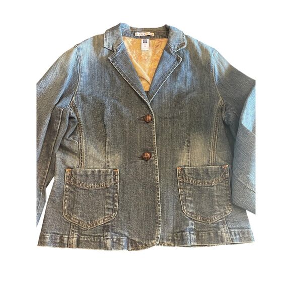 Vintage GAP Y2K Jean Jacket Size 14 Stretch Denim Classic Preppy Coastal Grandma - Picture 13 of 15